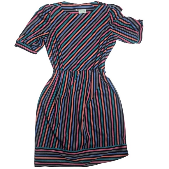 Vintage Dresses & Skirts - Vintage Multi Color Striped Women’s Dress